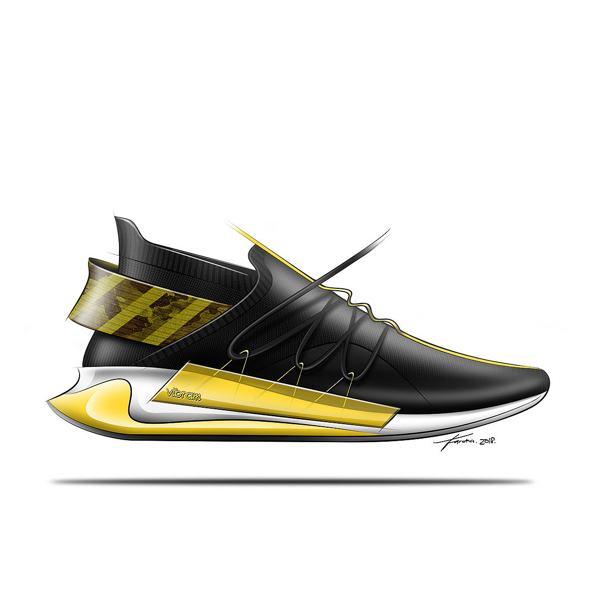 Hand drawn，gym shoes，