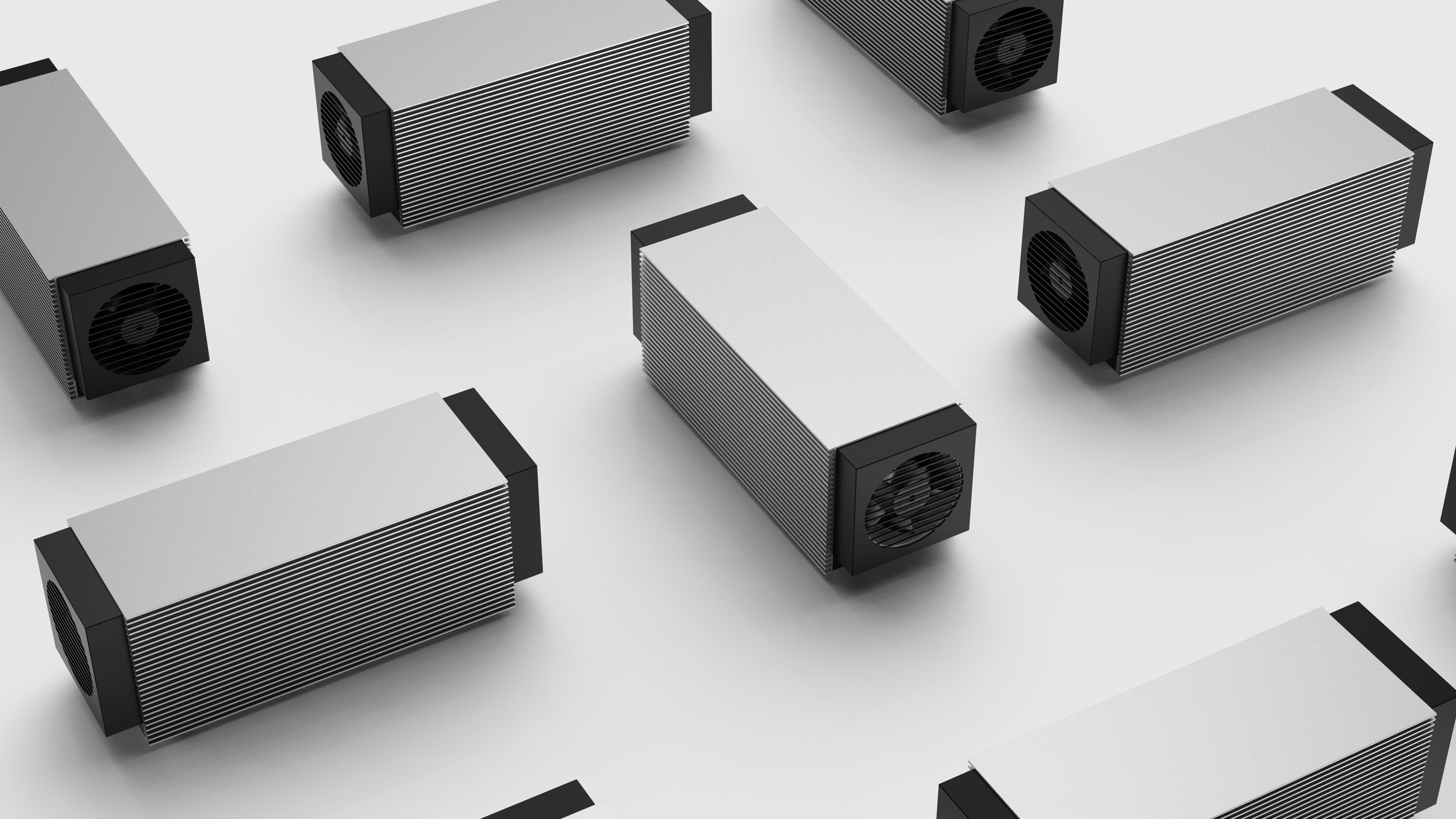 geometry，Minimalist，dissipate heat，Metallic texture，Mining machine，product design，industrial design，