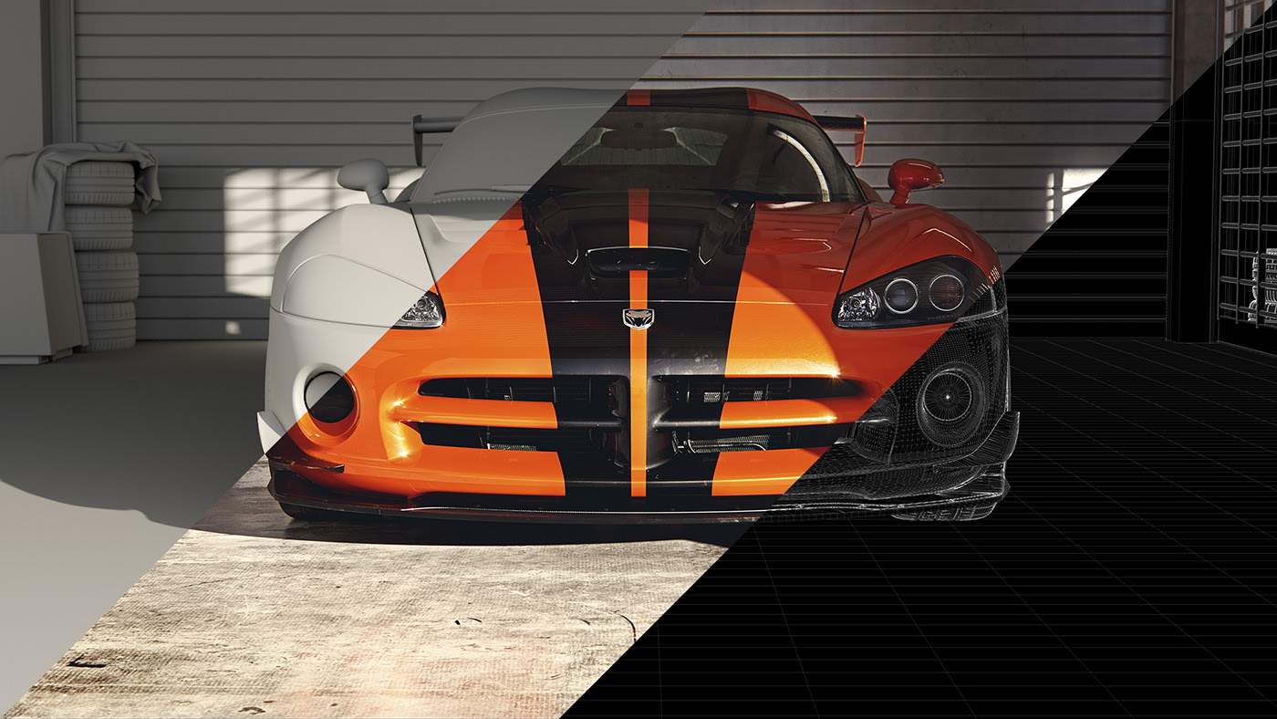 orange，automobile，Bernd Montag，Dodge Viper，cgi，