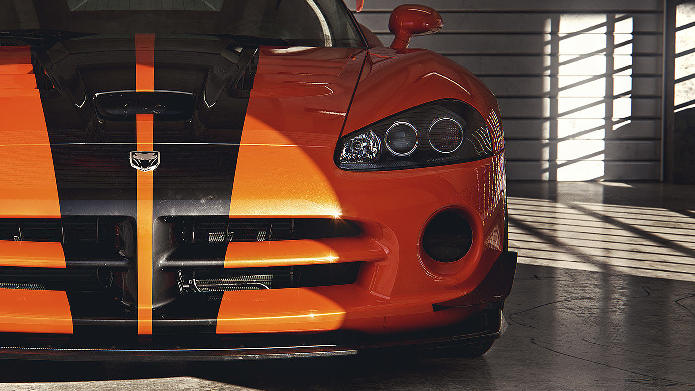 橙色，汽车，Bernd Montag，Dodge Viper，cgi，