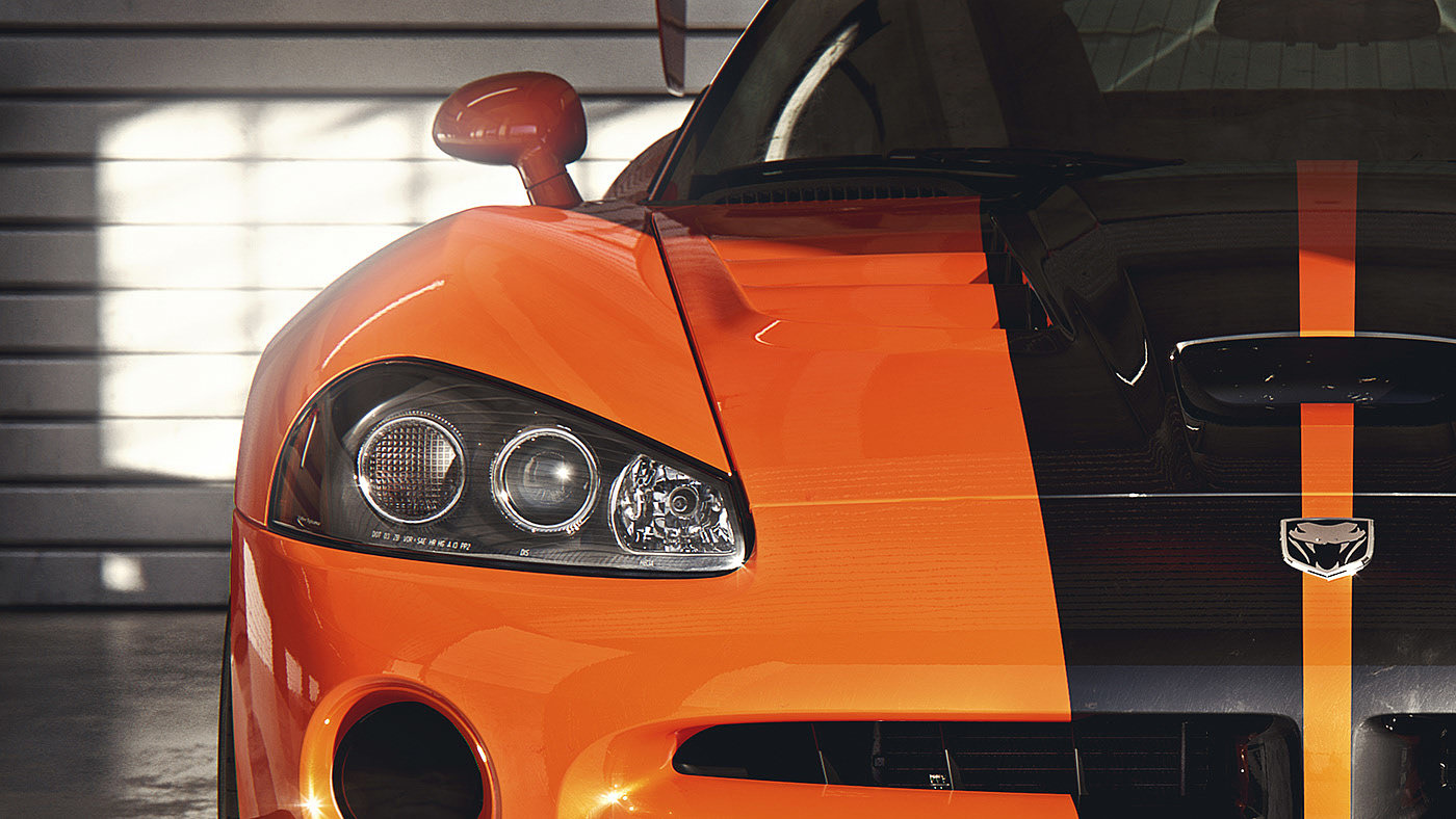 orange，automobile，Bernd Montag，Dodge Viper，cgi，