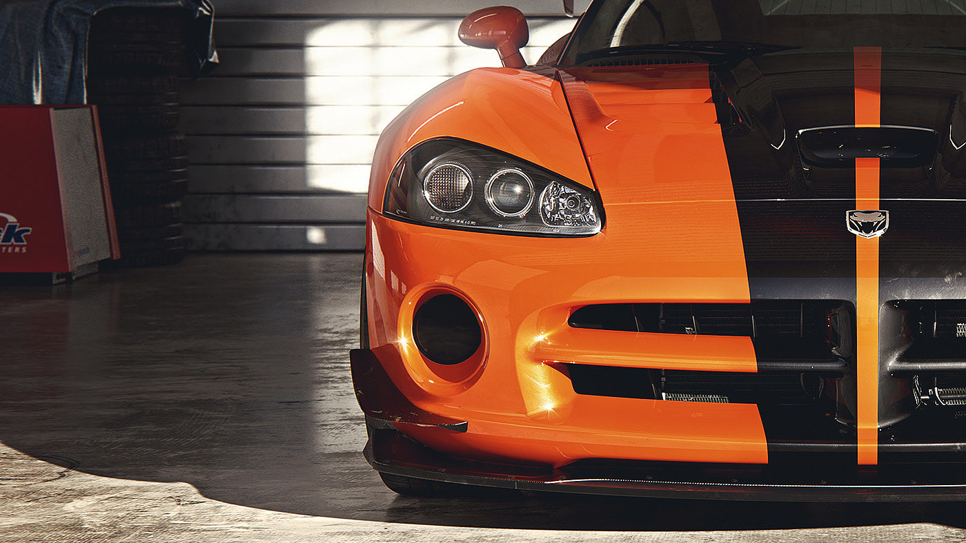 orange，automobile，Bernd Montag，Dodge Viper，cgi，