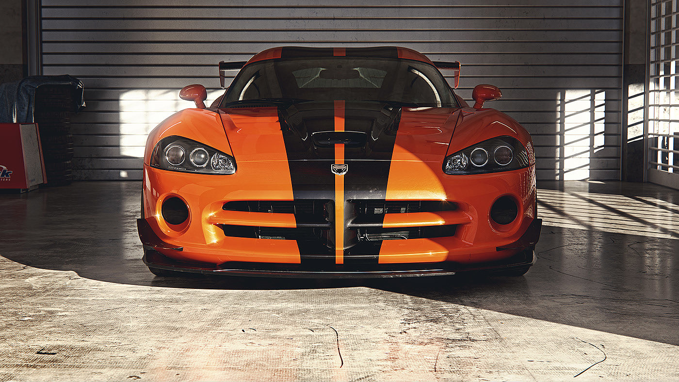 橙色，汽车，Bernd Montag，Dodge Viper，cgi，