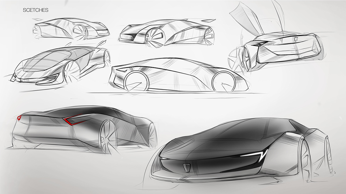 conceptual design，industrial design，Intelligent technology，Sharp shape，Hand drawing，