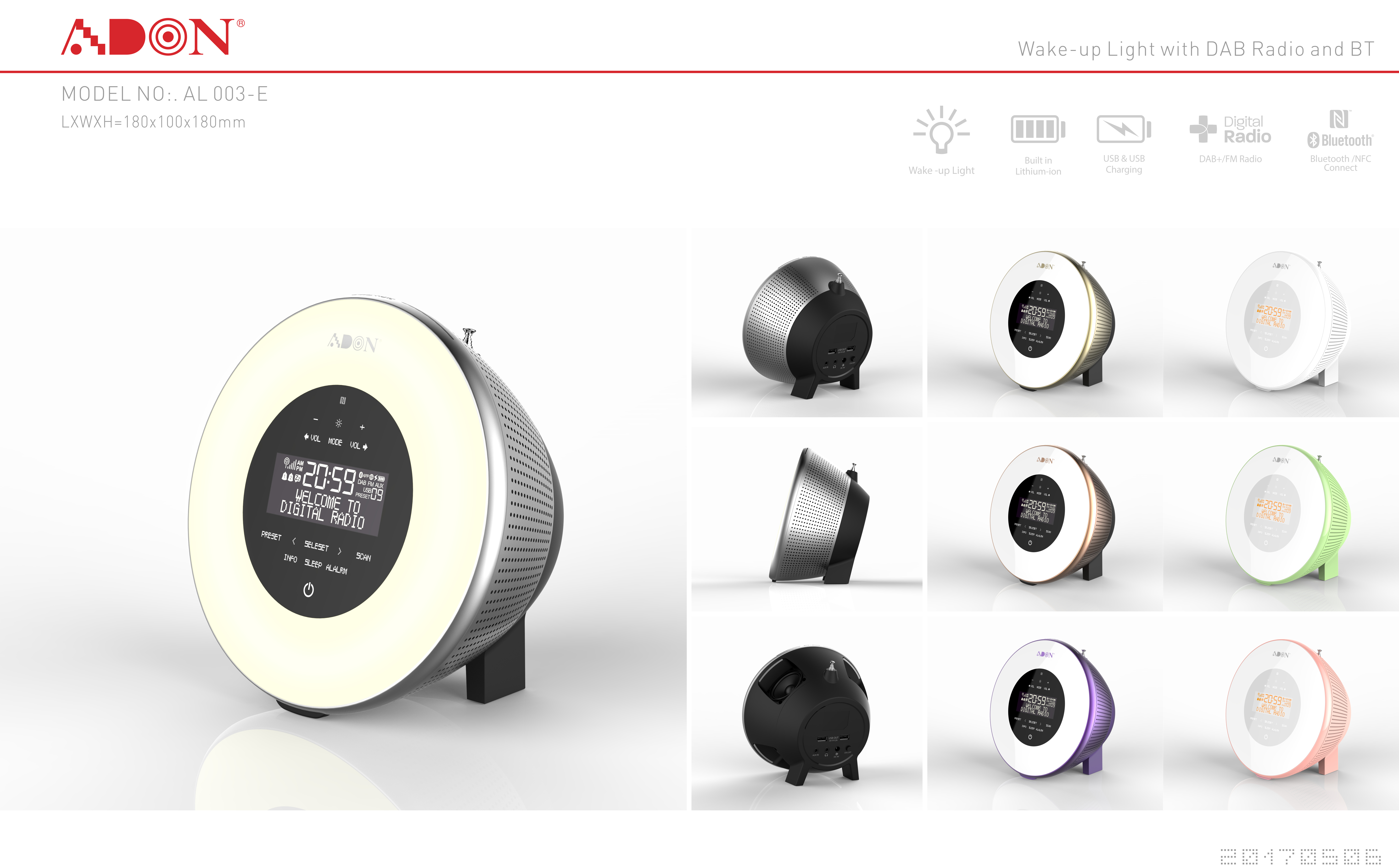 Speaker & wake up light & DAB，