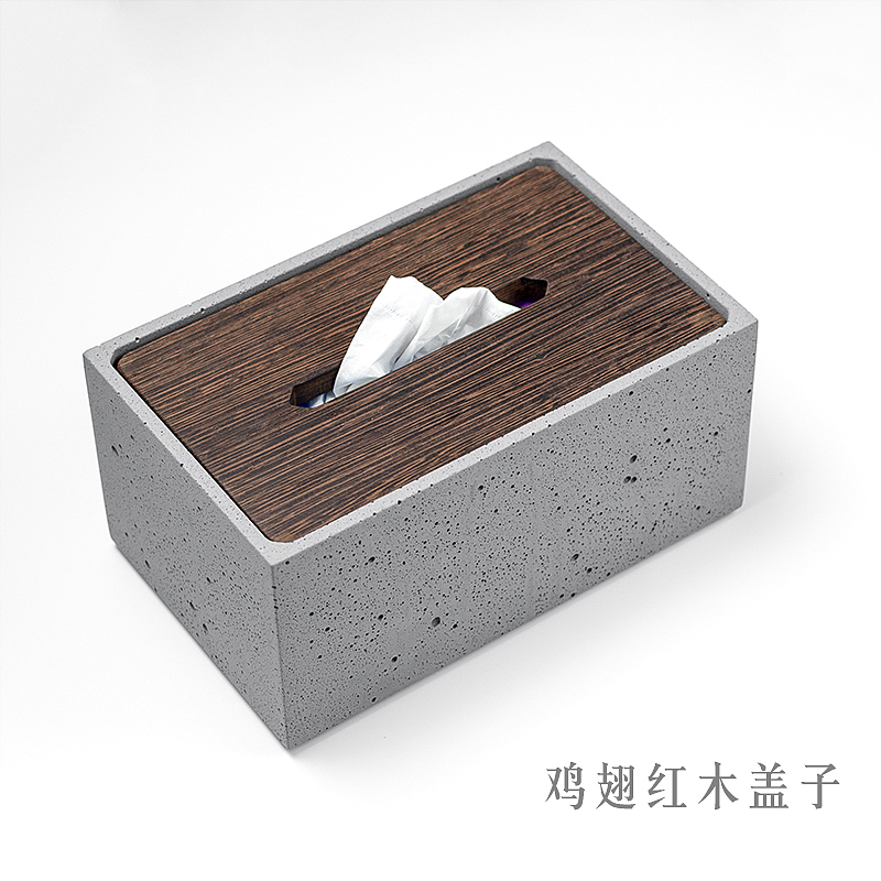 另一边，水泥纸巾盒，带盖纸巾盒，水泥气孔效果，