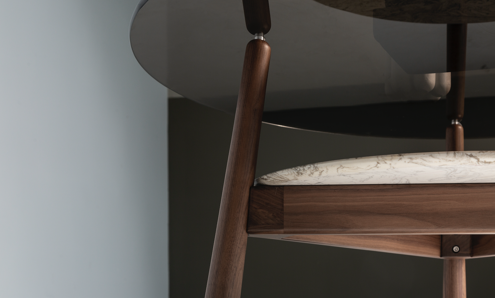 Tea table, glass, solid wood, artificial stone，