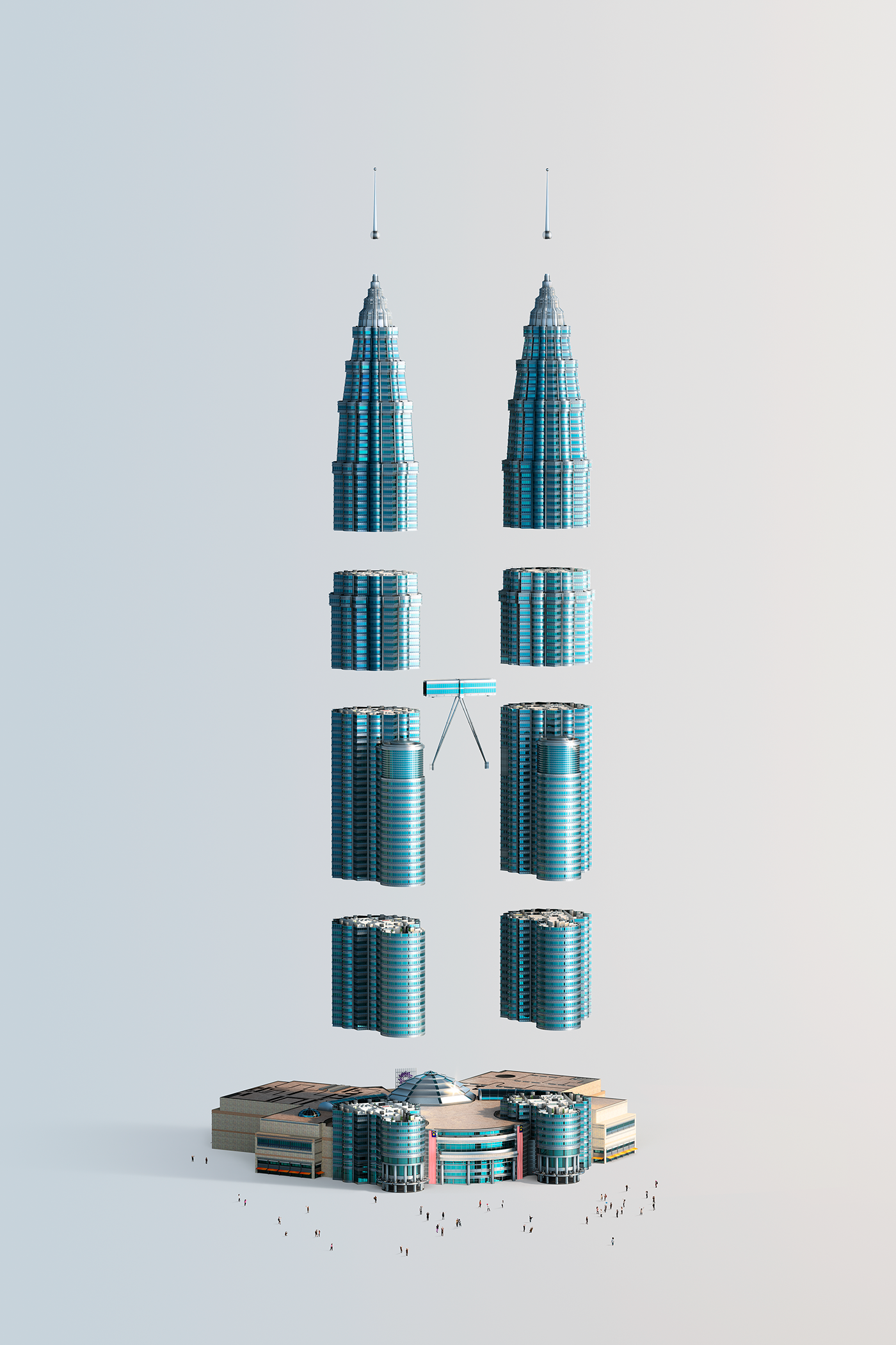 Twin Tower，Pyramid，Statue of Liberty，modeling，Architecture，