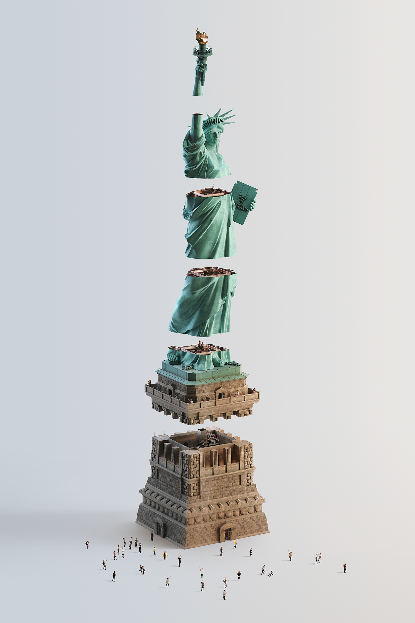 Twin Tower，Pyramid，Statue of Liberty，modeling，Architecture，