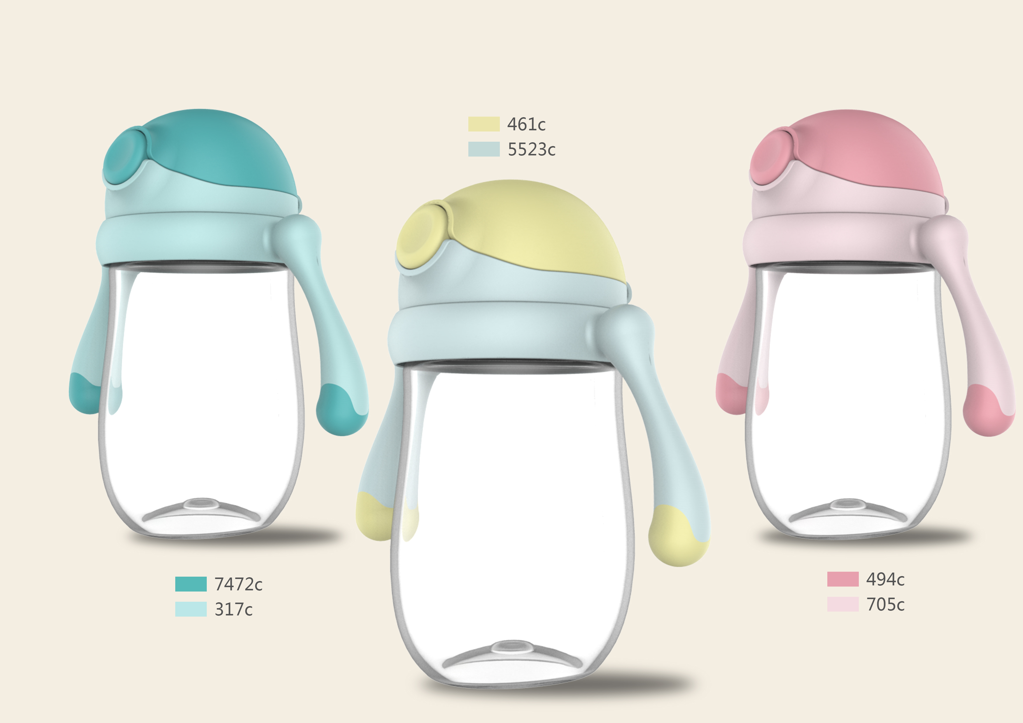 Design of baby bottle and water cup，