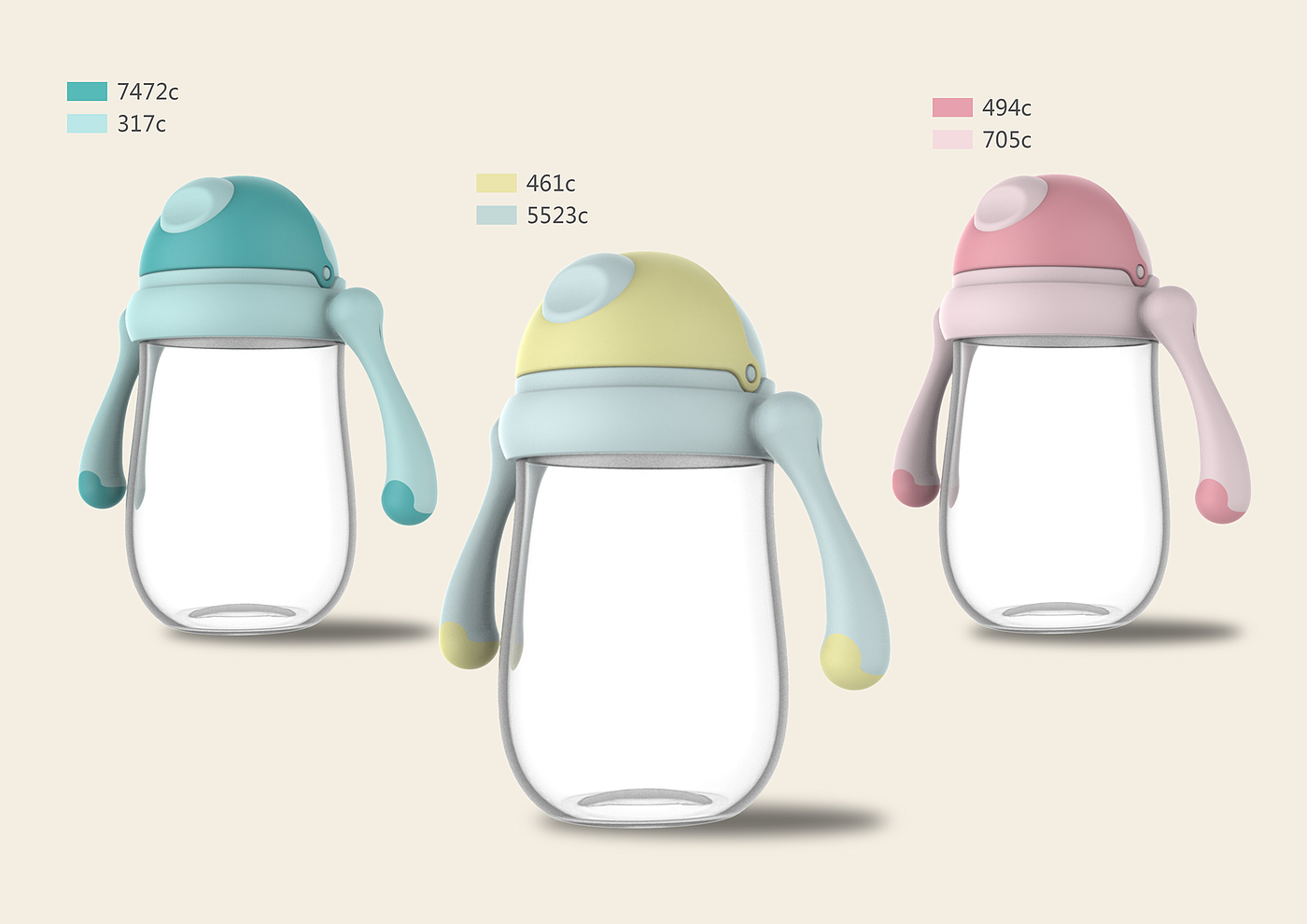 Design of baby bottle and water cup，
