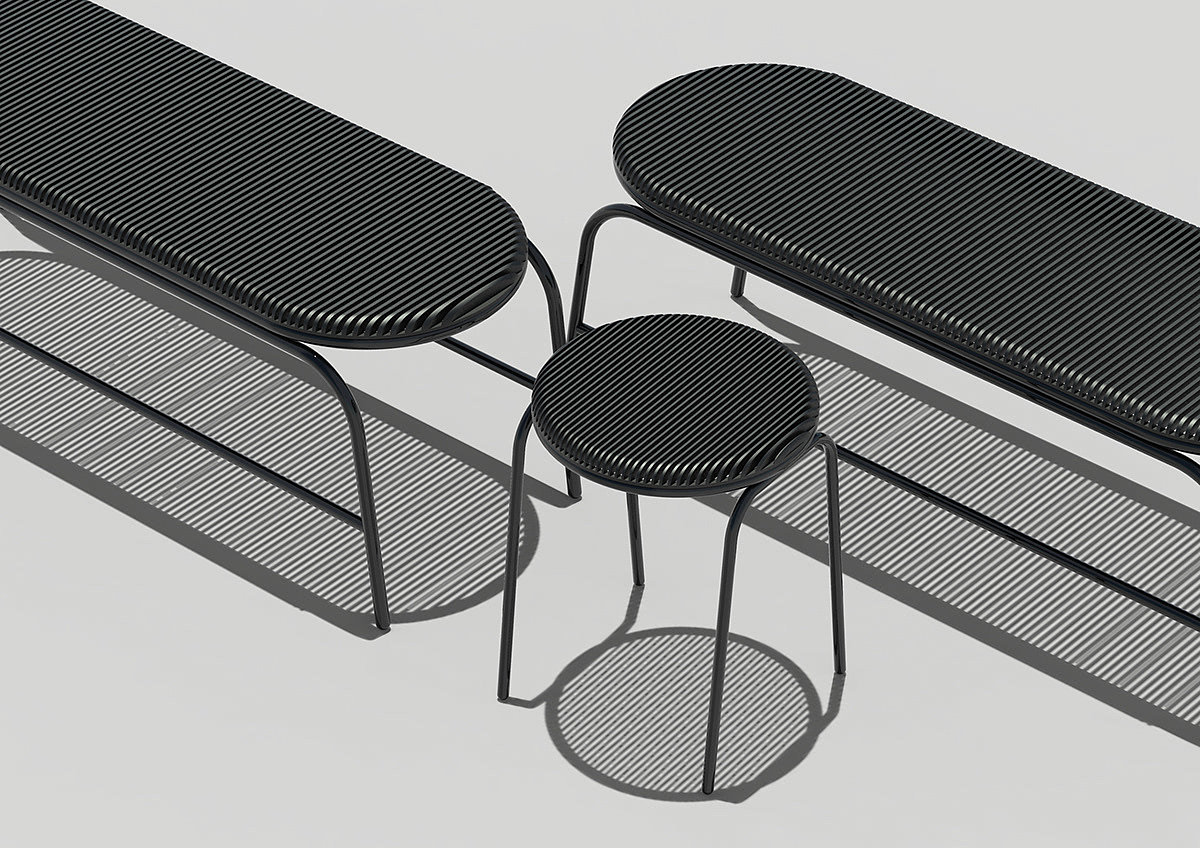 Linear，Outdoor furniture，Metal，