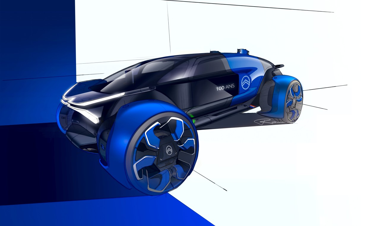 sketch，automobile，blue，Citroen，Electric vehicle，