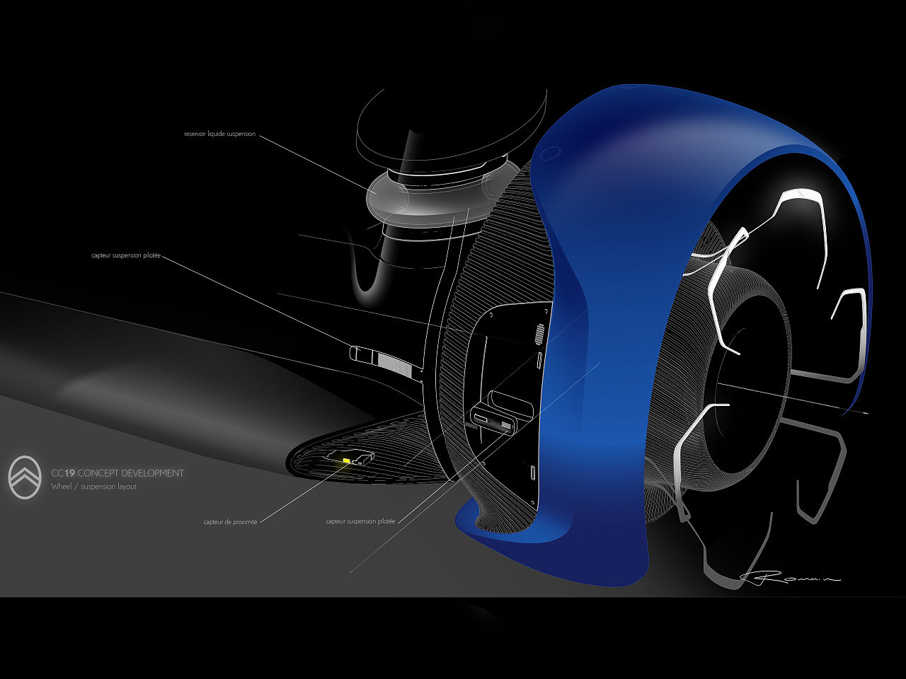 sketch，automobile，blue，Citroen，Electric vehicle，