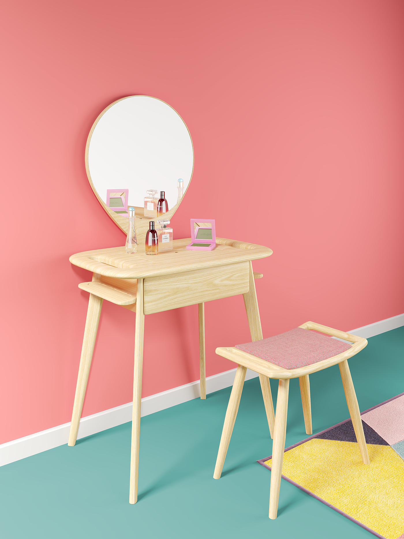 solid wood，furniture，Dressing table，bedroom，aSH ，level of appearance，Ins，