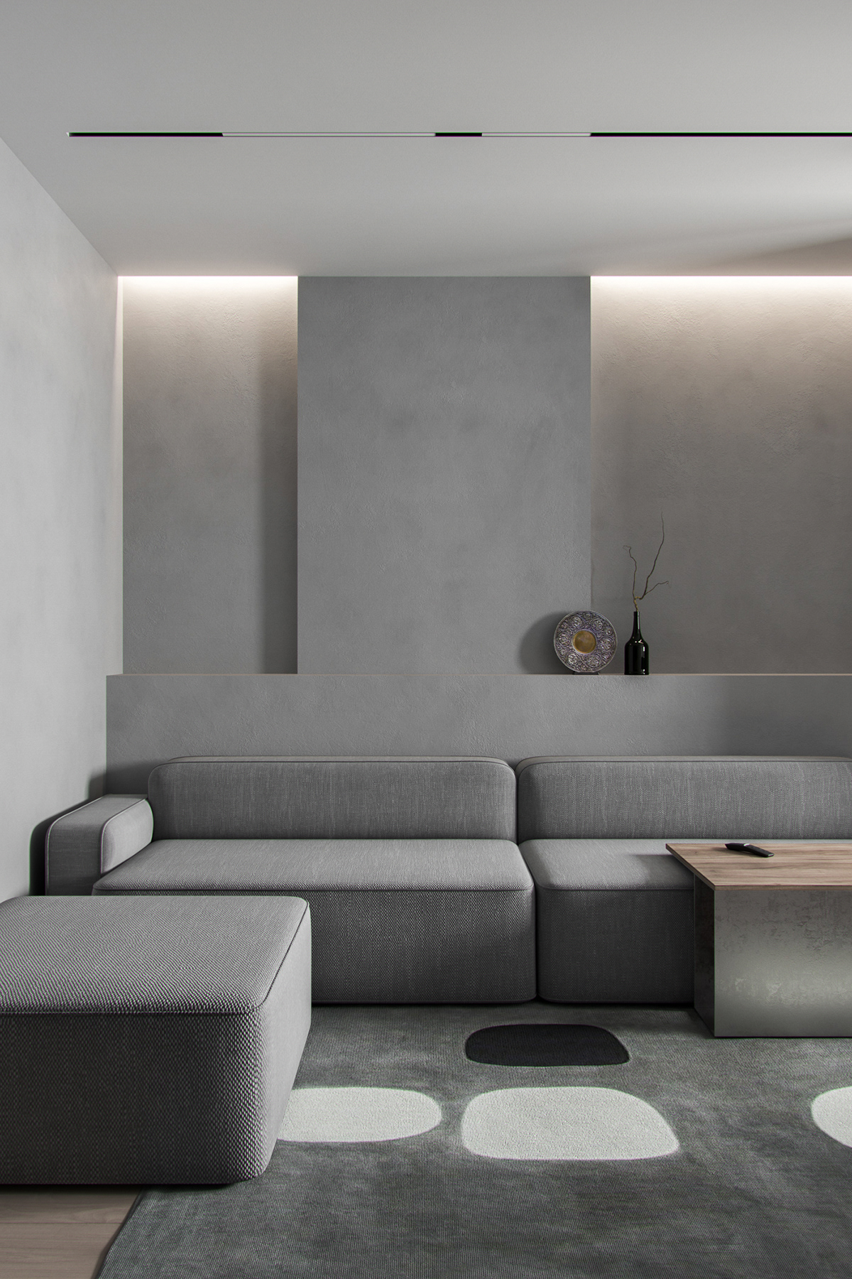 grey，Interior design，Minimal cave，