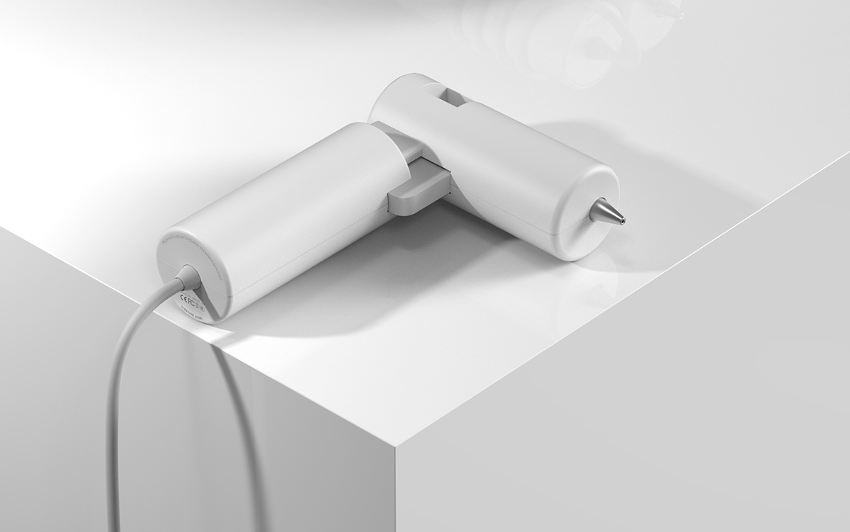 white，Glue gun，Fold，