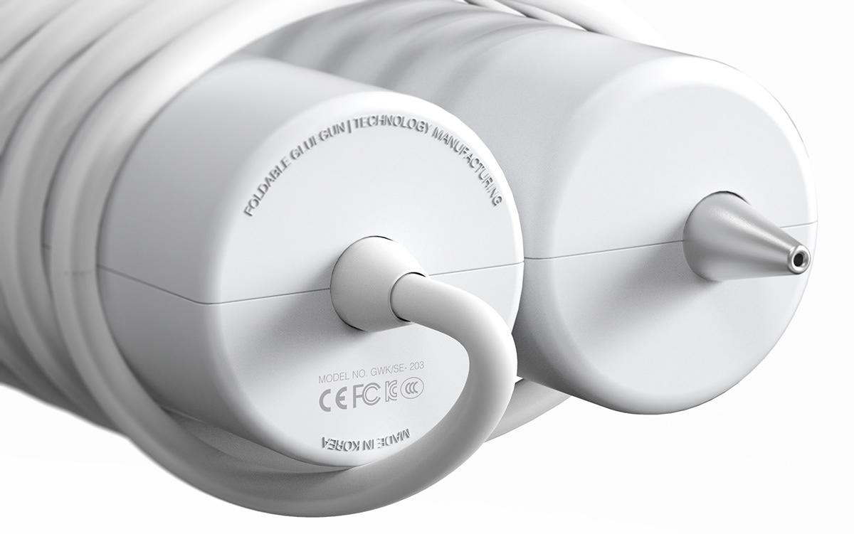 white，Glue gun，Fold，