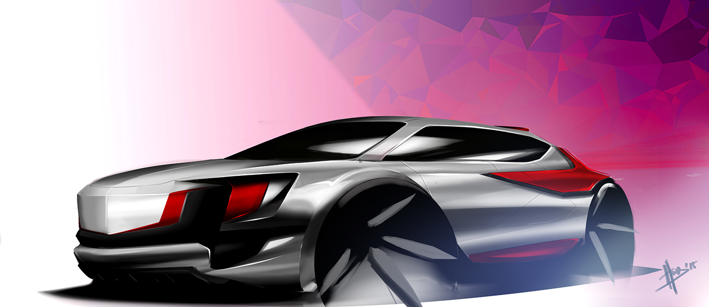 Automatic design，Hand drawn，Render，beautiful，industrial design，