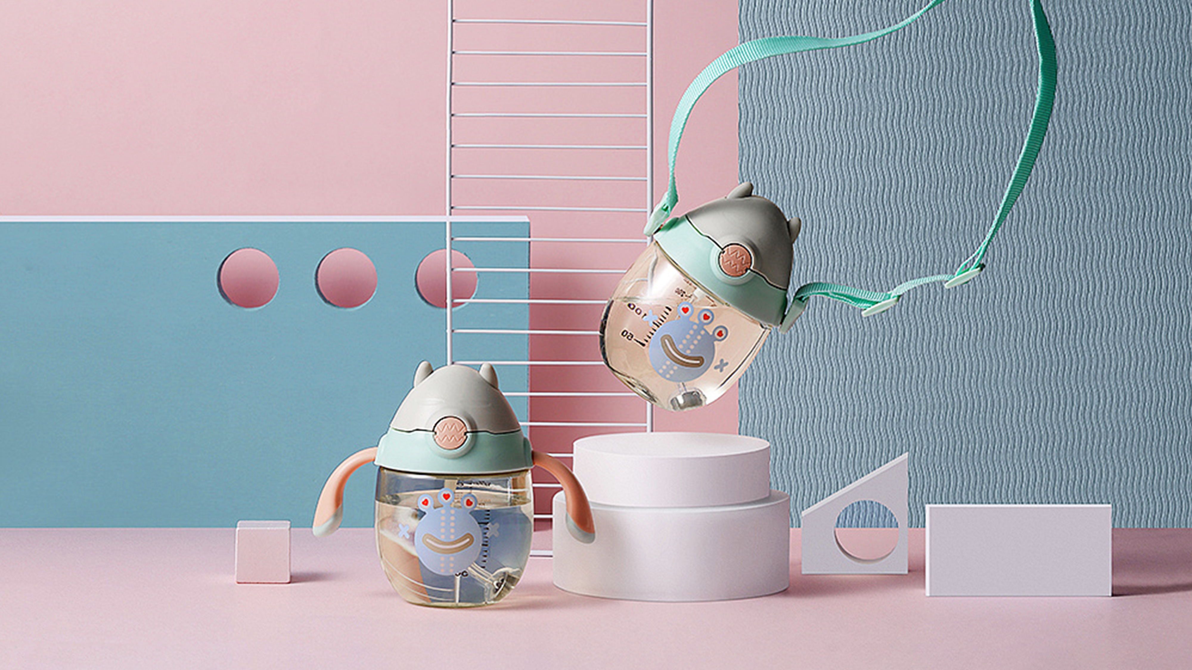 Monster water cup，Appearance design，Bouncing cover，Zhichuan，Children's water cup，Straw cup，