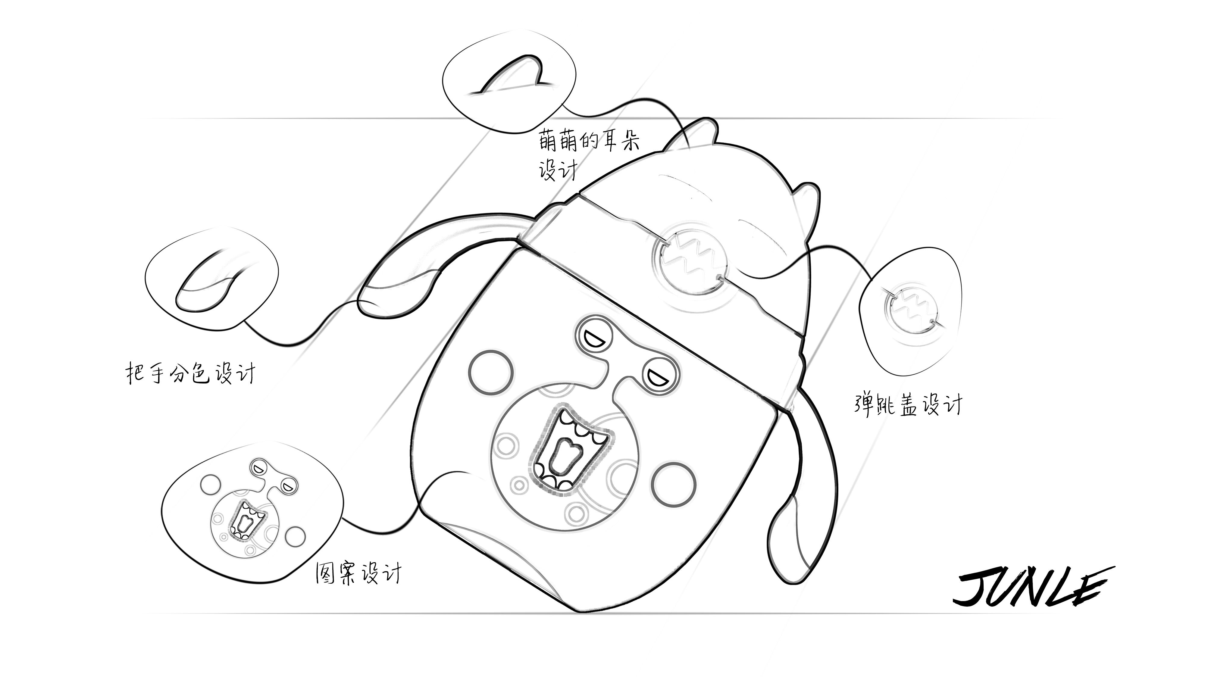 Monster water cup，Appearance design，Bouncing cover，Zhichuan，Children's water cup，Straw cup，