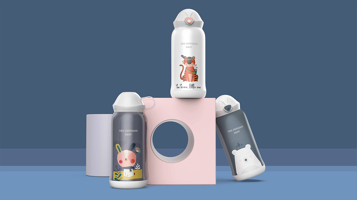 Children's water cup，vacuum cup，Straw cup，Bouncing cup，Appearance design，Student cup，industrial design，Zhichuan，