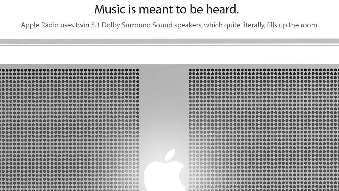 Apple，concept，radio，horn，sound，