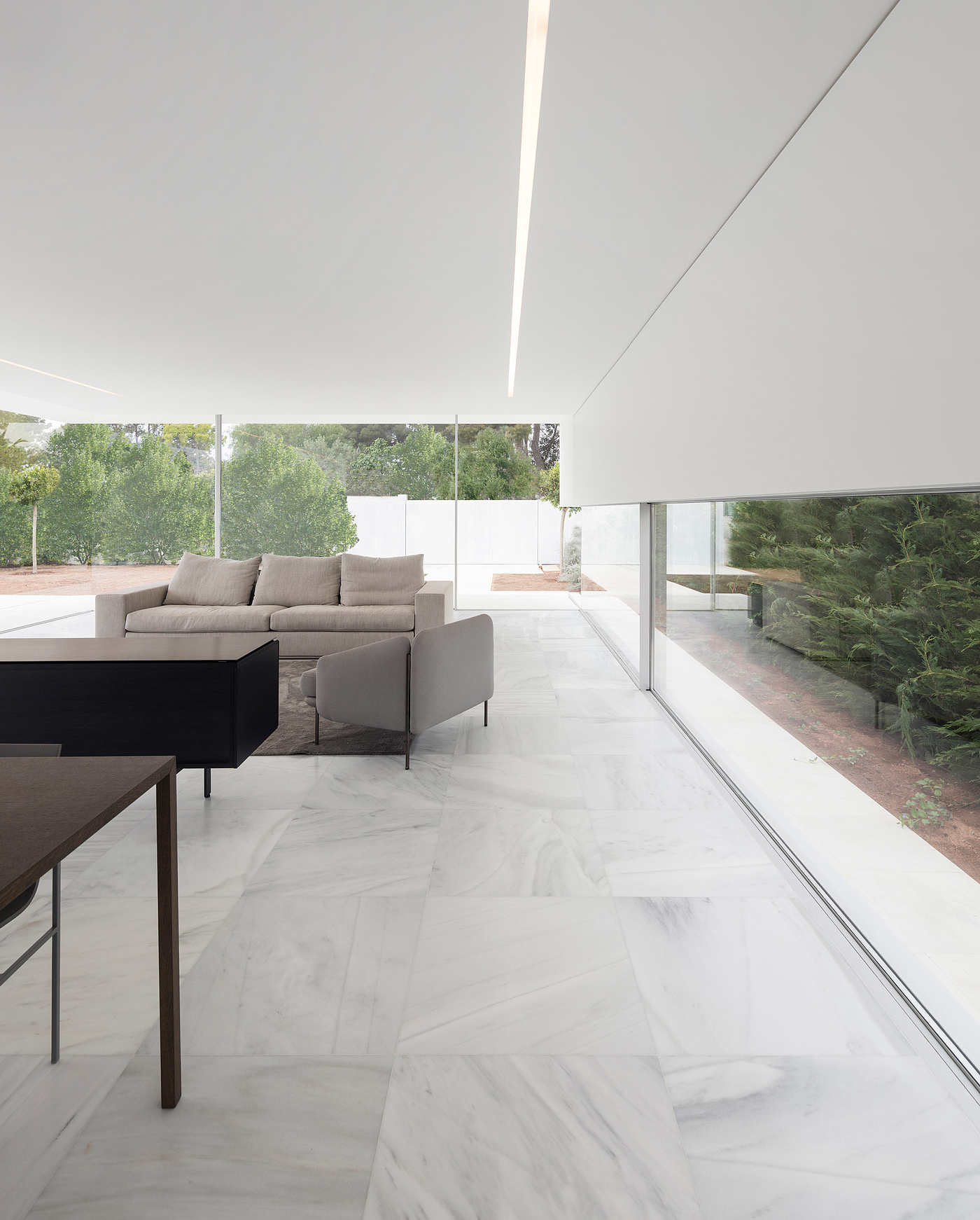 glass house，T-shape，white，house，Hoffman House，
