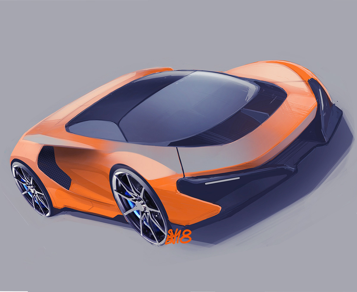 Automobile design，Computer hand drawing，Sketchbook 2018. II，