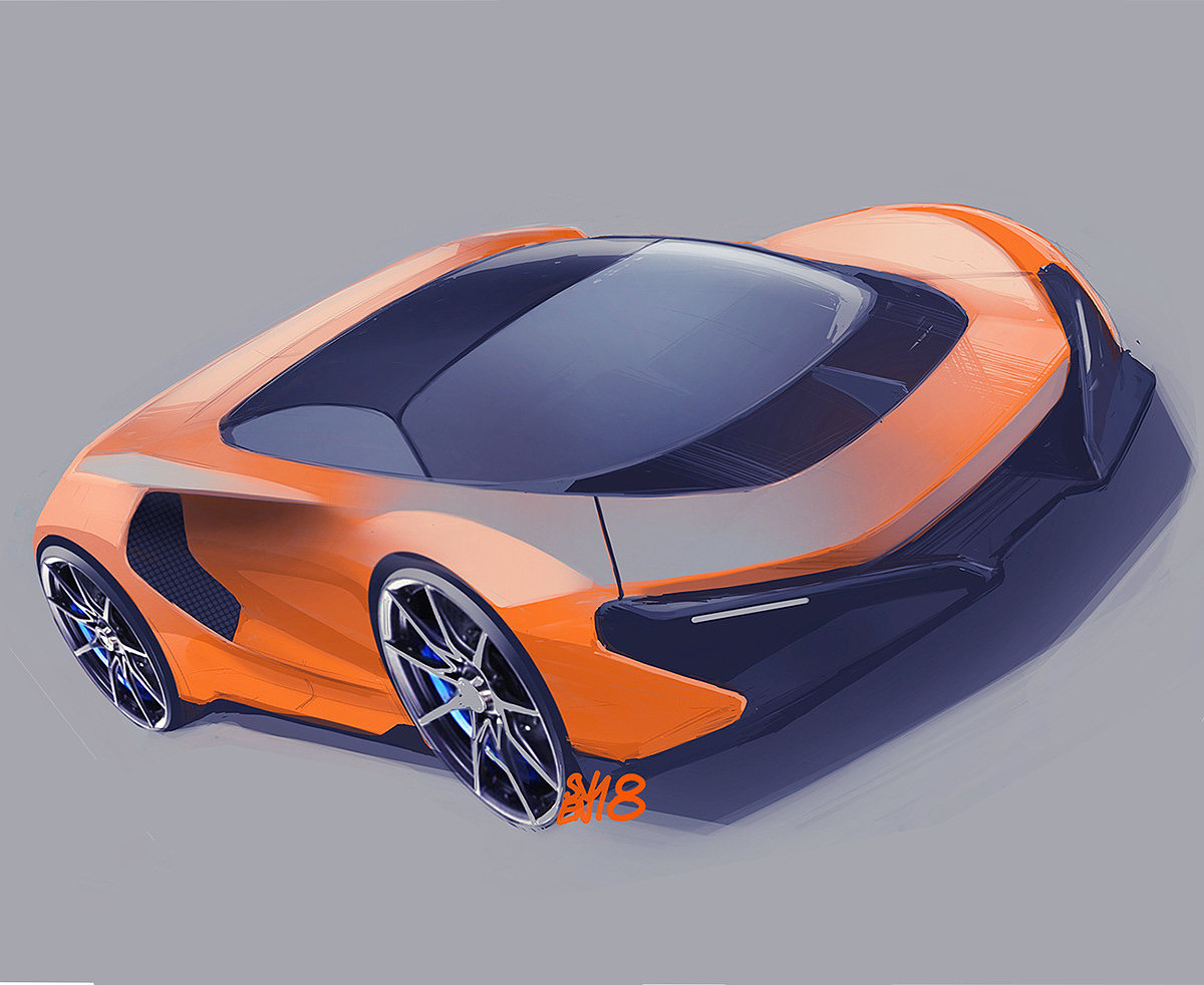 Automobile design，Computer hand drawing，Sketchbook 2018. II，