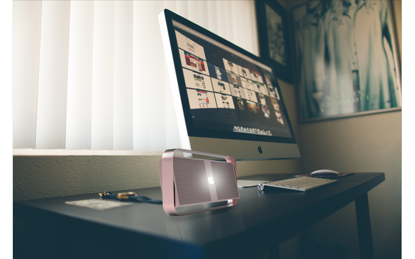 Apple，concept，radio，horn，sound，