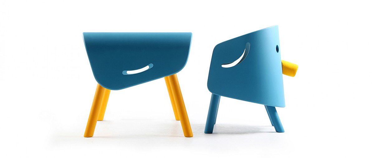 蓝色，儿童桌椅，Elephant，