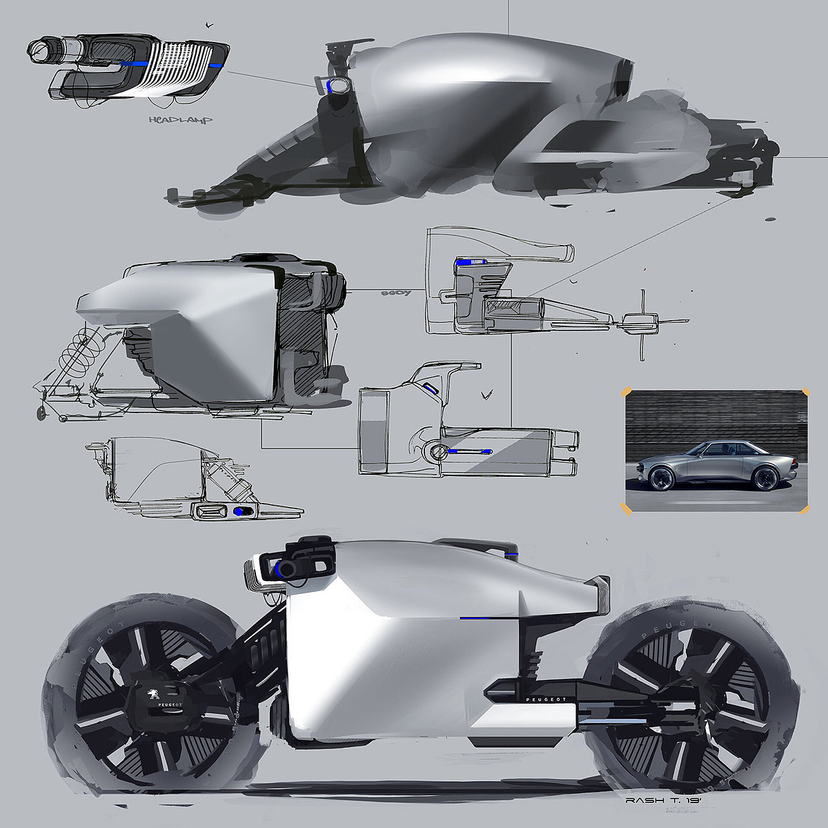 motorcycle，sketch，conceptual design，