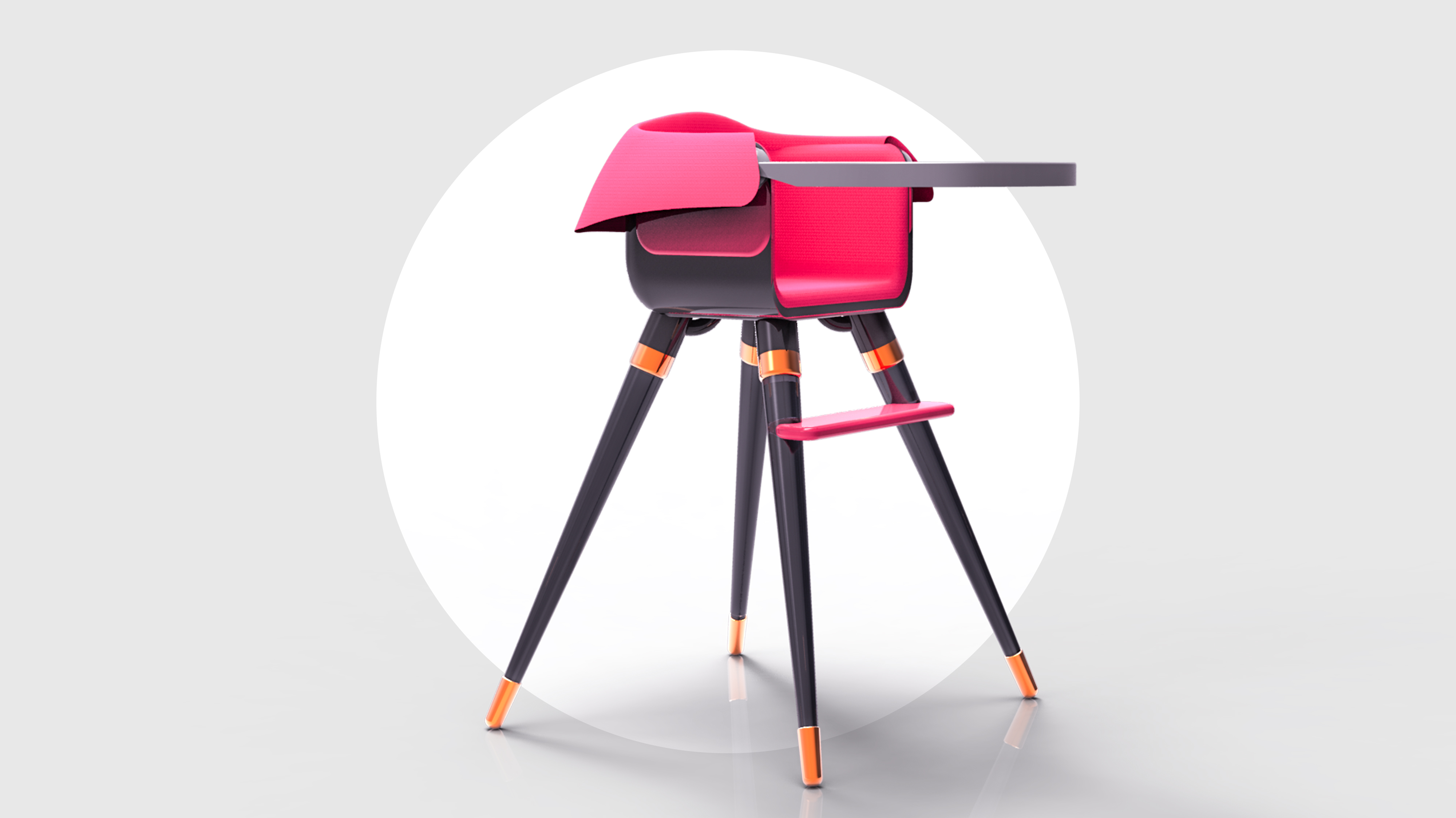 industrial design，product design，Baby chair，Baby dining table design，Foldable portable dining chair，High chair ，