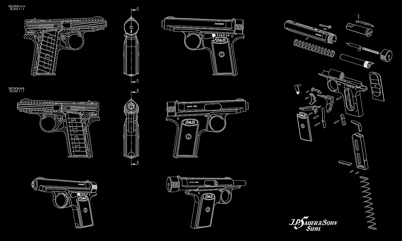 gun，structure，Metal，modeling，Rendering，design sketch，