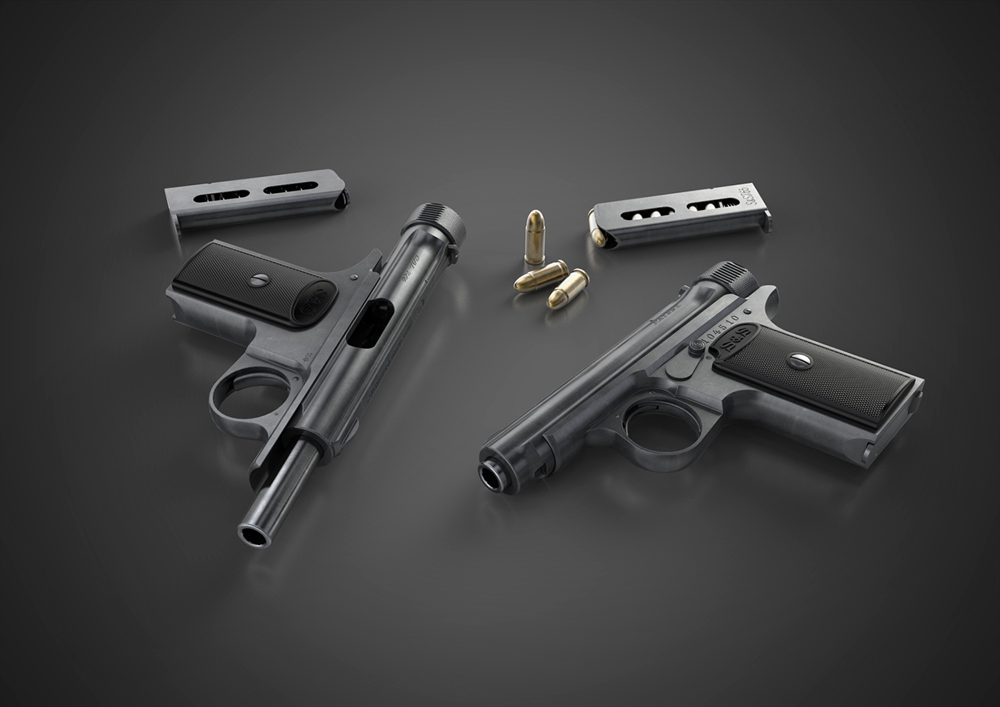 gun，structure，Metal，modeling，Rendering，design sketch，