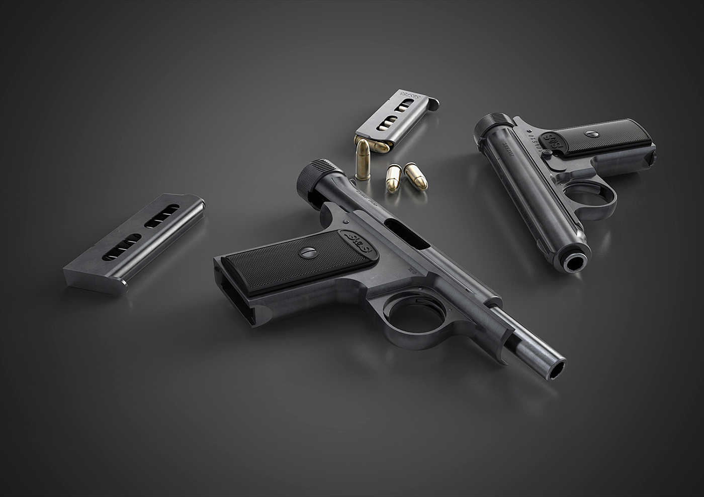 gun，structure，Metal，modeling，Rendering，design sketch，