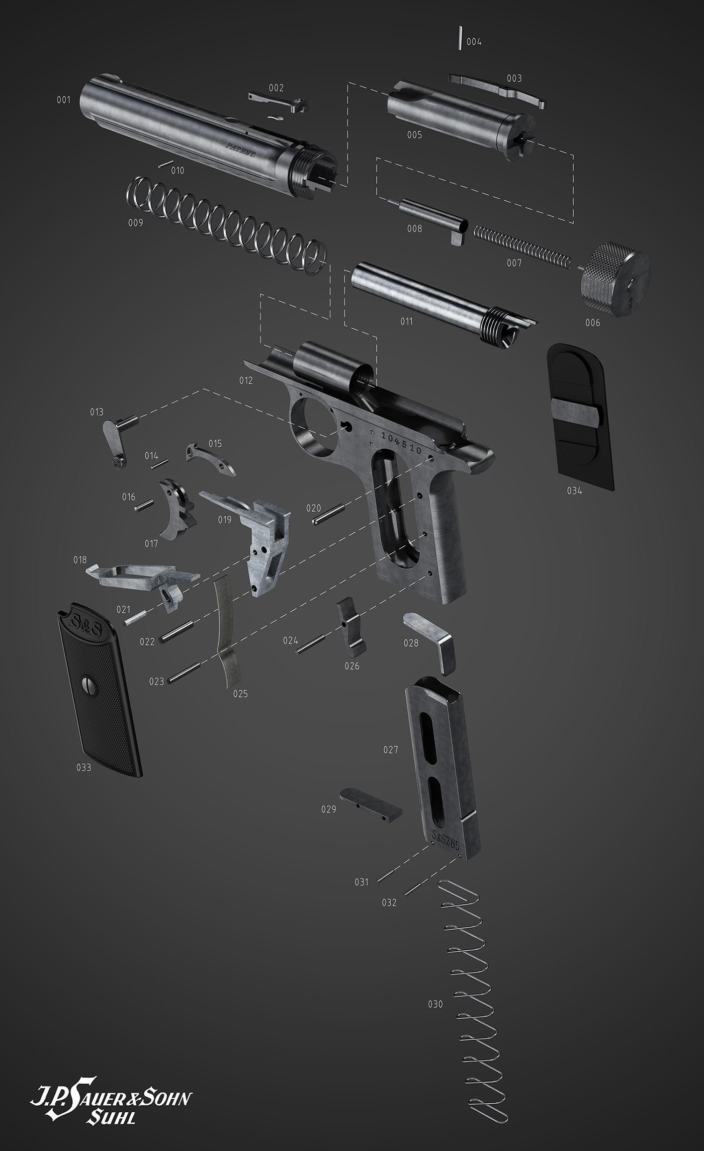 gun，structure，Metal，modeling，Rendering，design sketch，