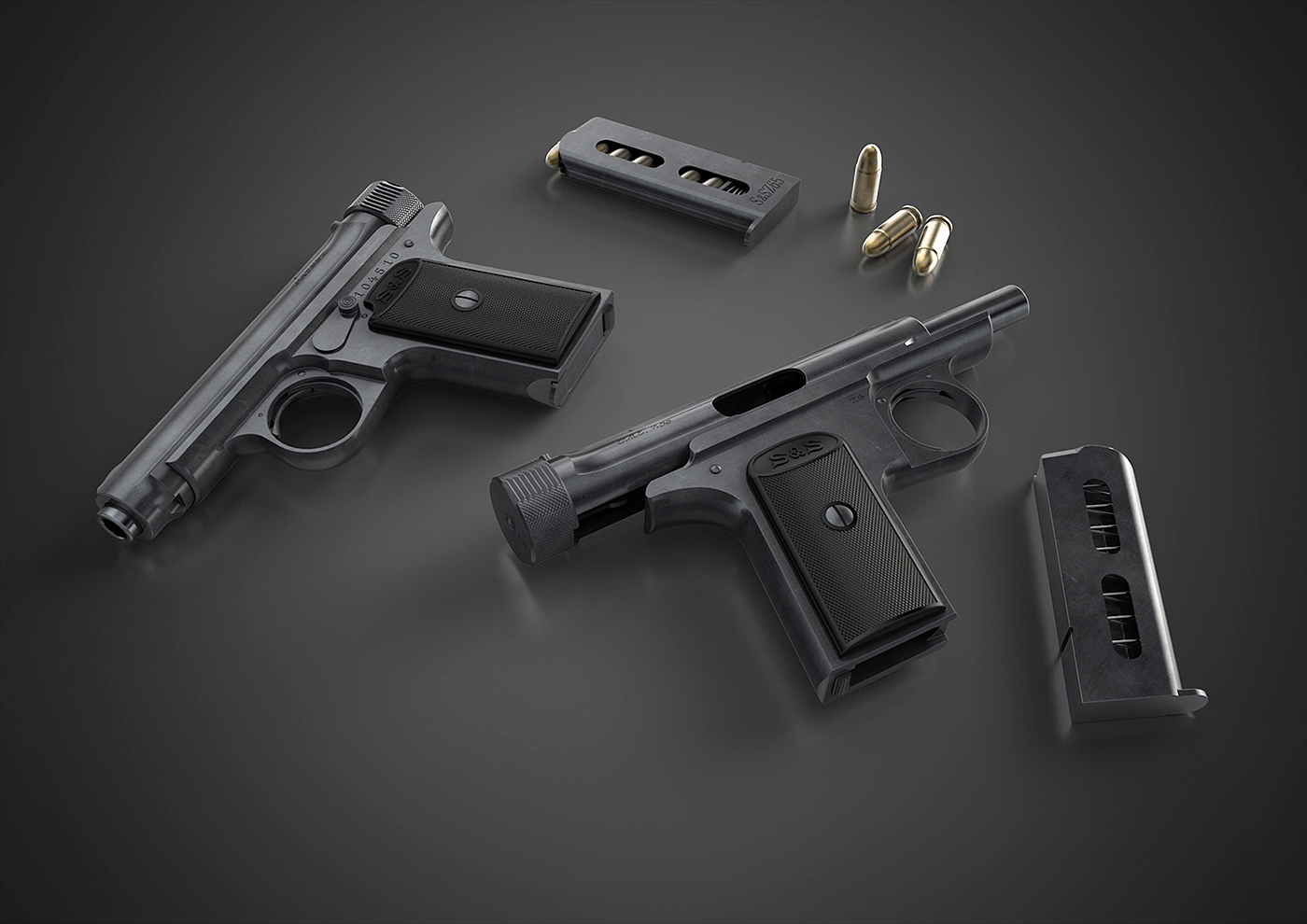 gun，structure，Metal，modeling，Rendering，design sketch，