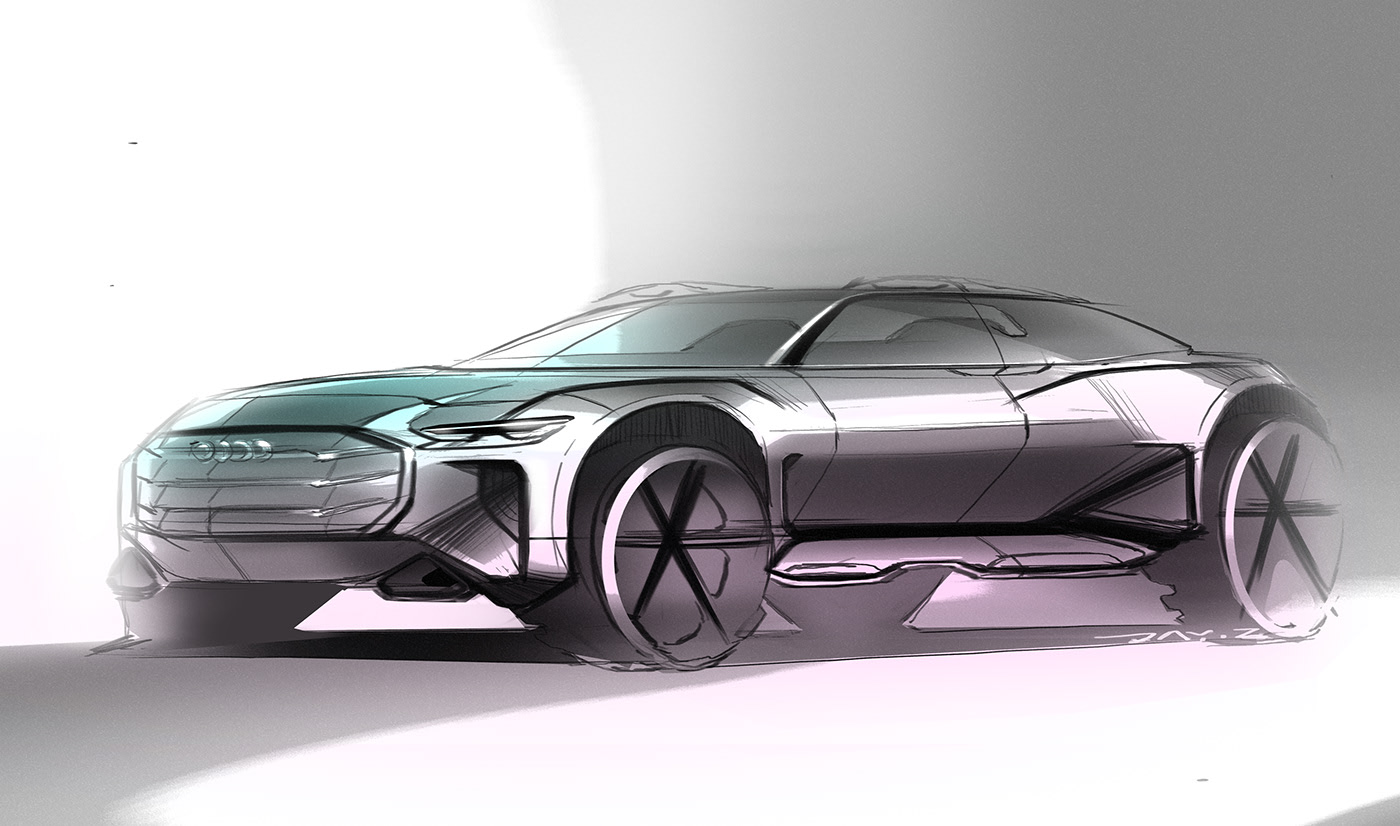 automobile，Hanjie Zhao，Hand drawn，draft，