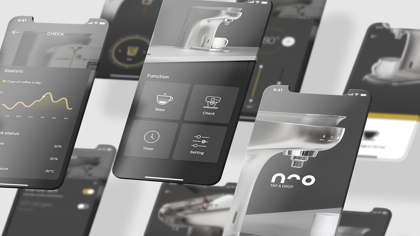Coffee machine，app，Tap&Drop，Wormgretton，