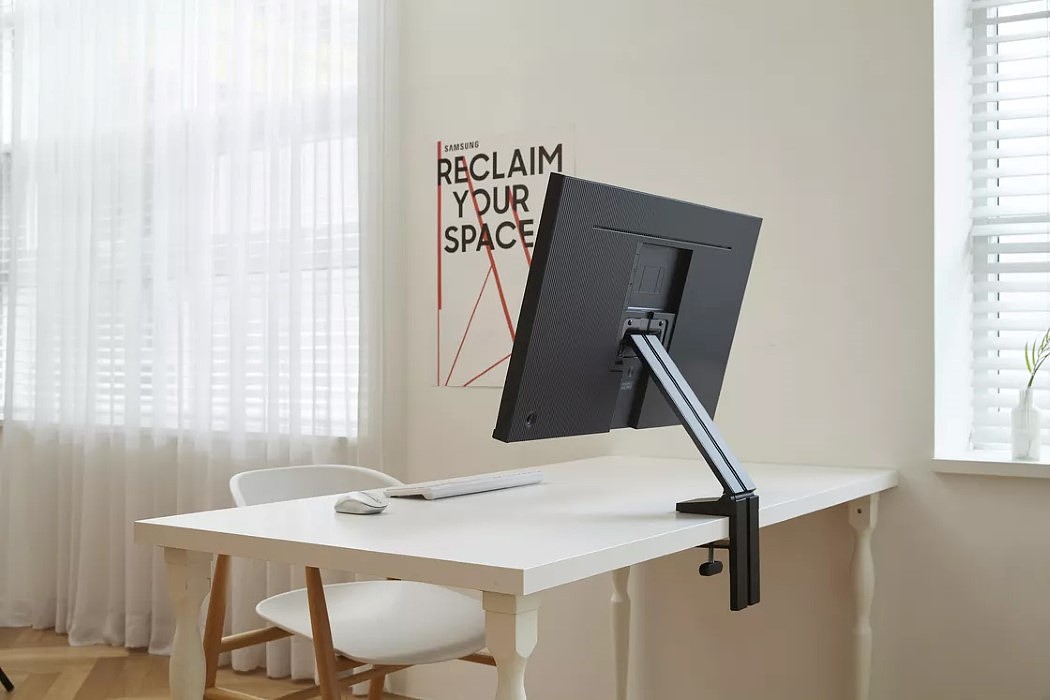 架子，黑色，桌面，samsung，Space monitor，显示器，