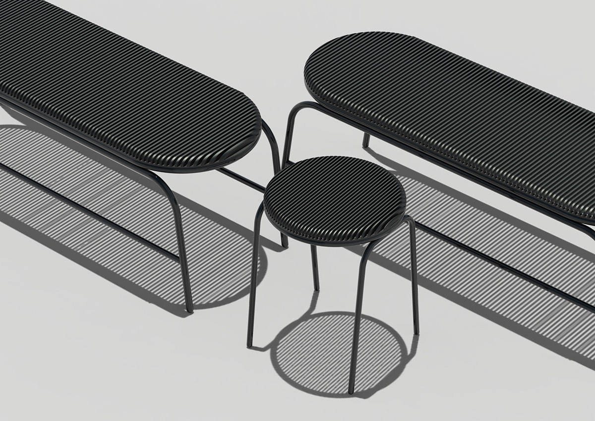 product design，black，straight line，industrial design，stool，chair，furniture，