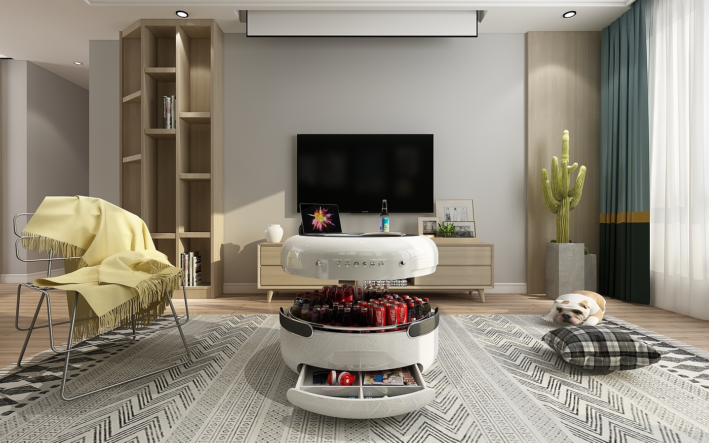 Refrigerator，Coffee table，tea table，artificial intelligence，Built in refrigerator，Bluetooth Speaker ，Wireless charging，Google Voice assistant，