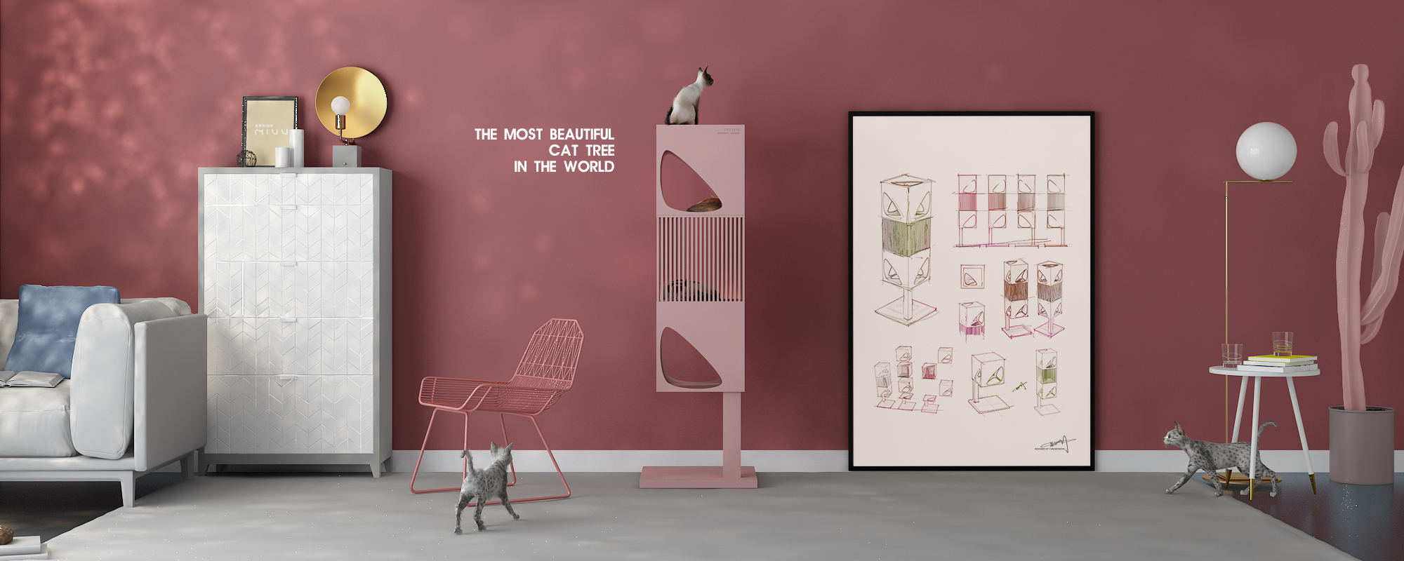 industrial design，product design，Life aesthetics，Cat climbing frame，Cat tree，Cat nest，cat，