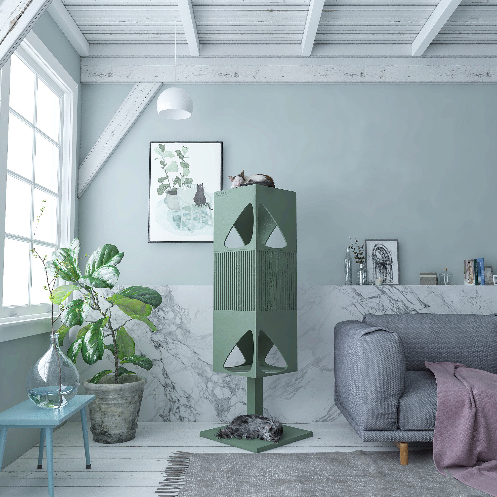 industrial design，product design，Life aesthetics，Cat climbing frame，Cat tree，Cat nest，cat，