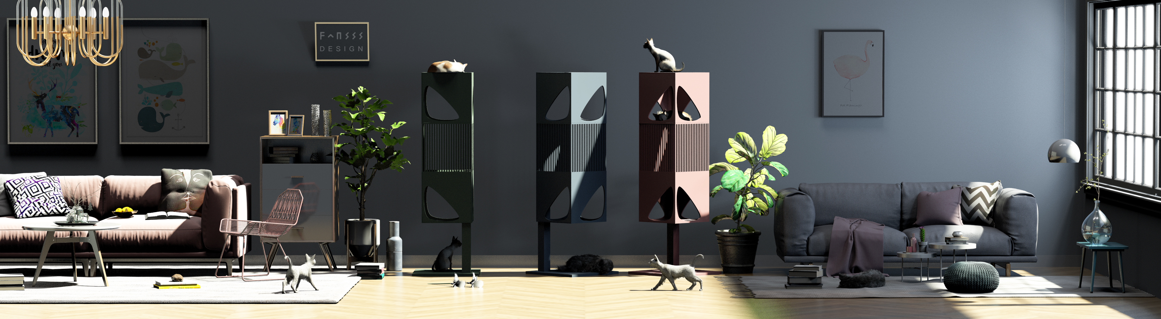 industrial design，product design，Life aesthetics，Cat climbing frame，Cat tree，Cat nest，cat，