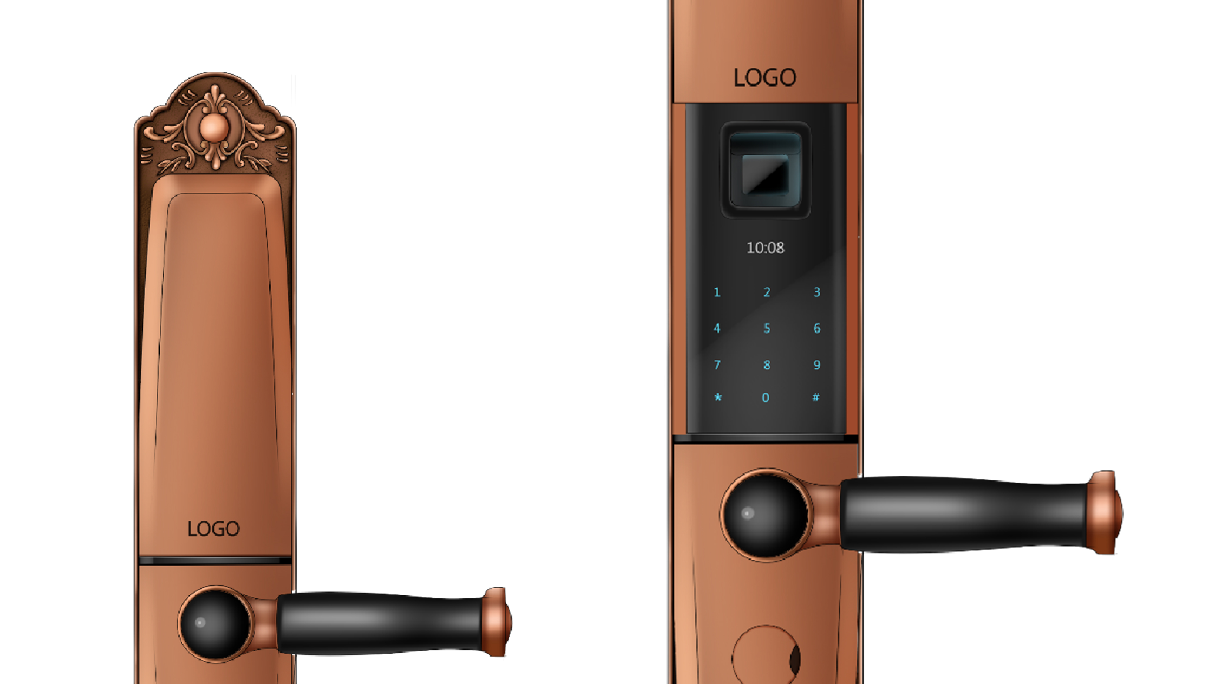 Retro fingerprint lock，Electronic door lock，Household anti-theft door code lock，product design，industrial design，