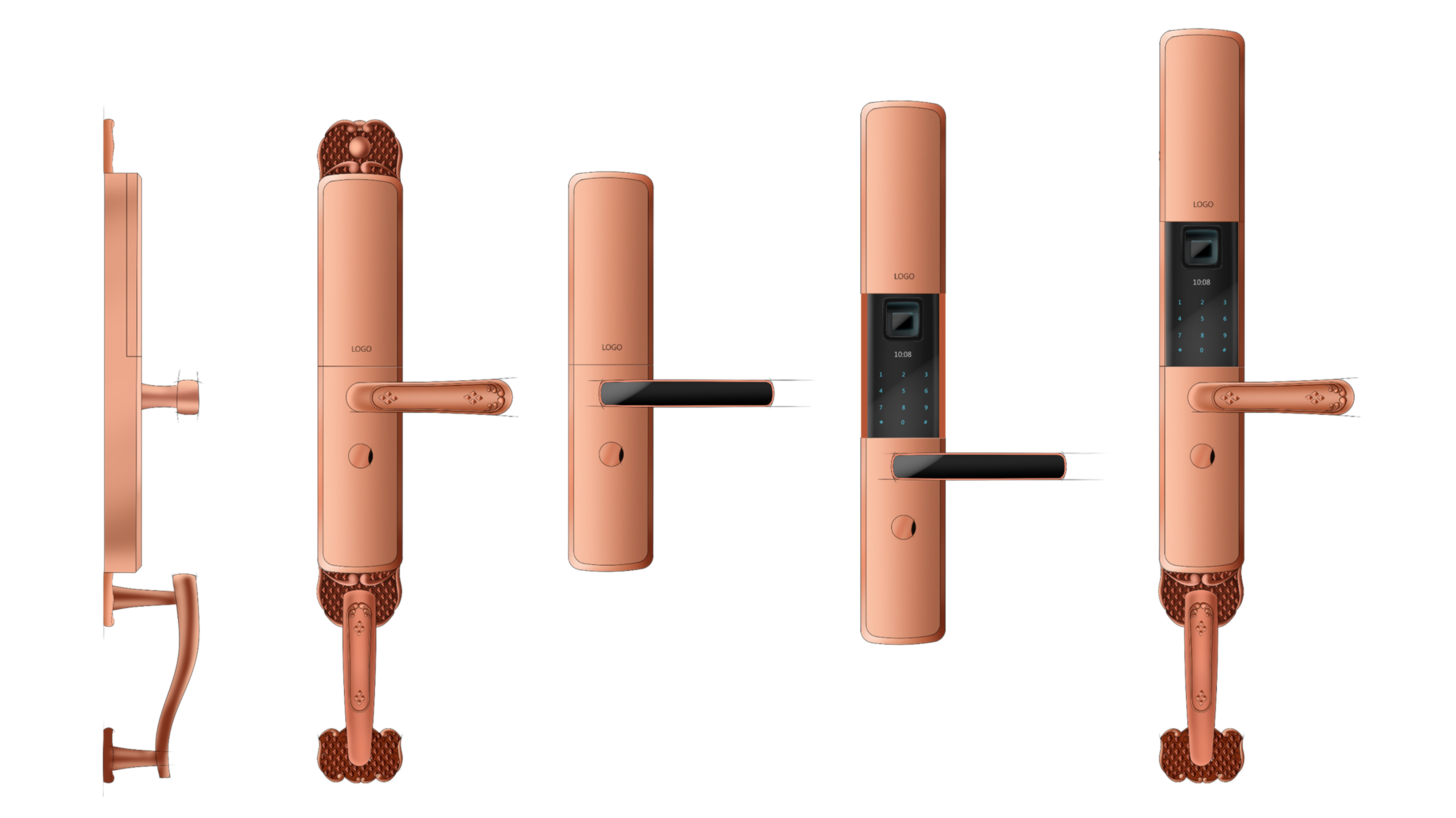 Retro fingerprint lock，Electronic door lock，Household anti-theft door code lock，product design，industrial design，