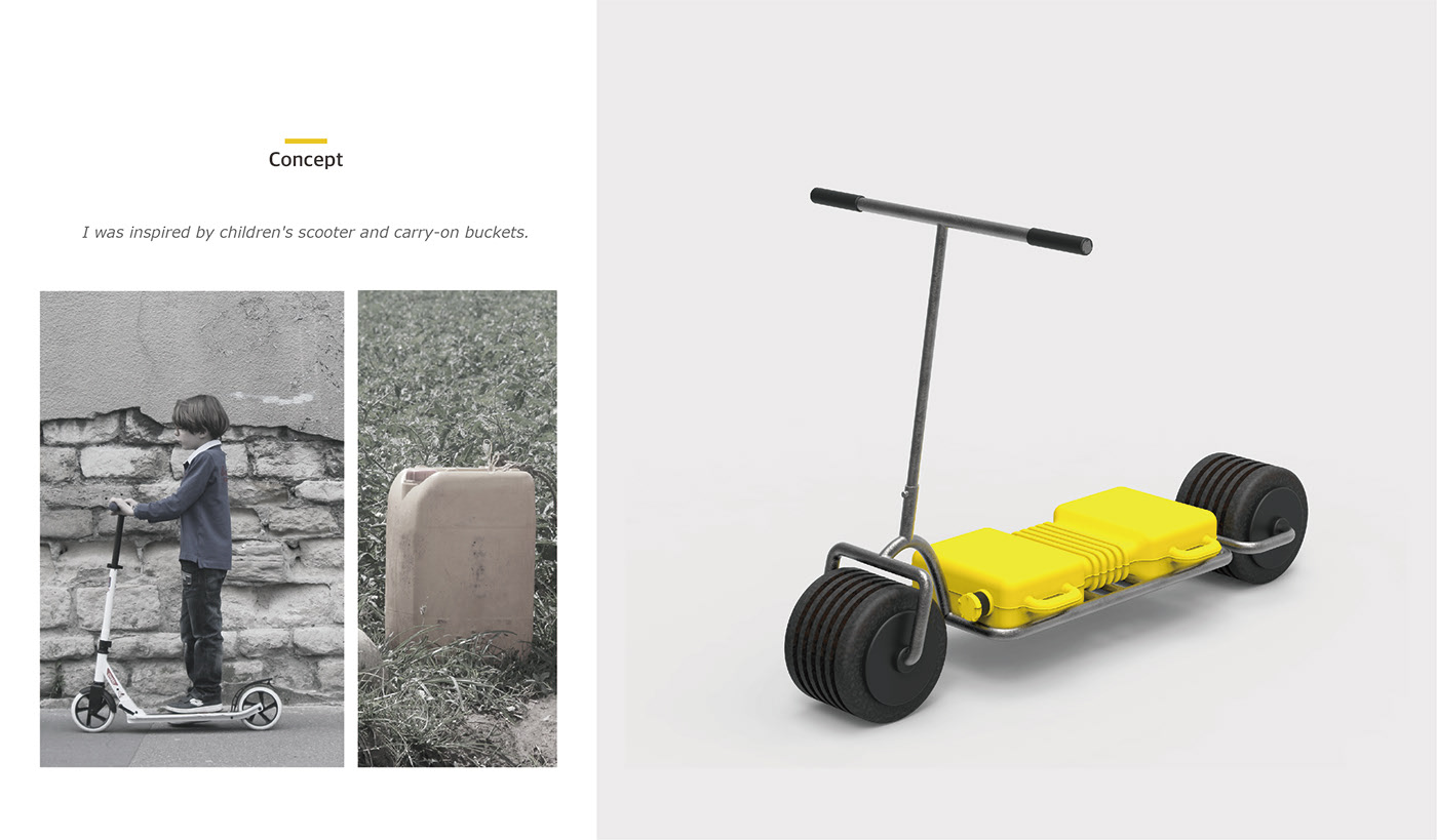 MONTH O LEE，Water-Board，bucket，yellow，One foot，Scooter，